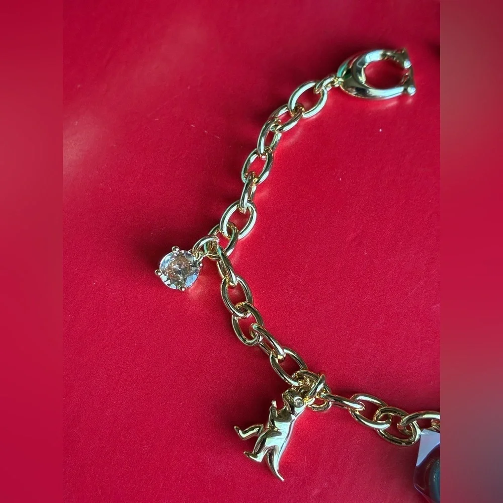 COACH Bracelet,Coach Gold and Gray Charm Bracelet